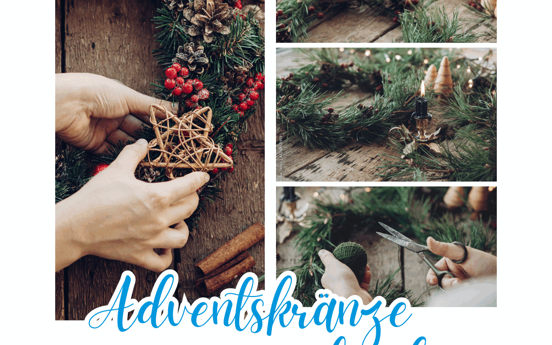 Adventskränze gemeinsam binden
