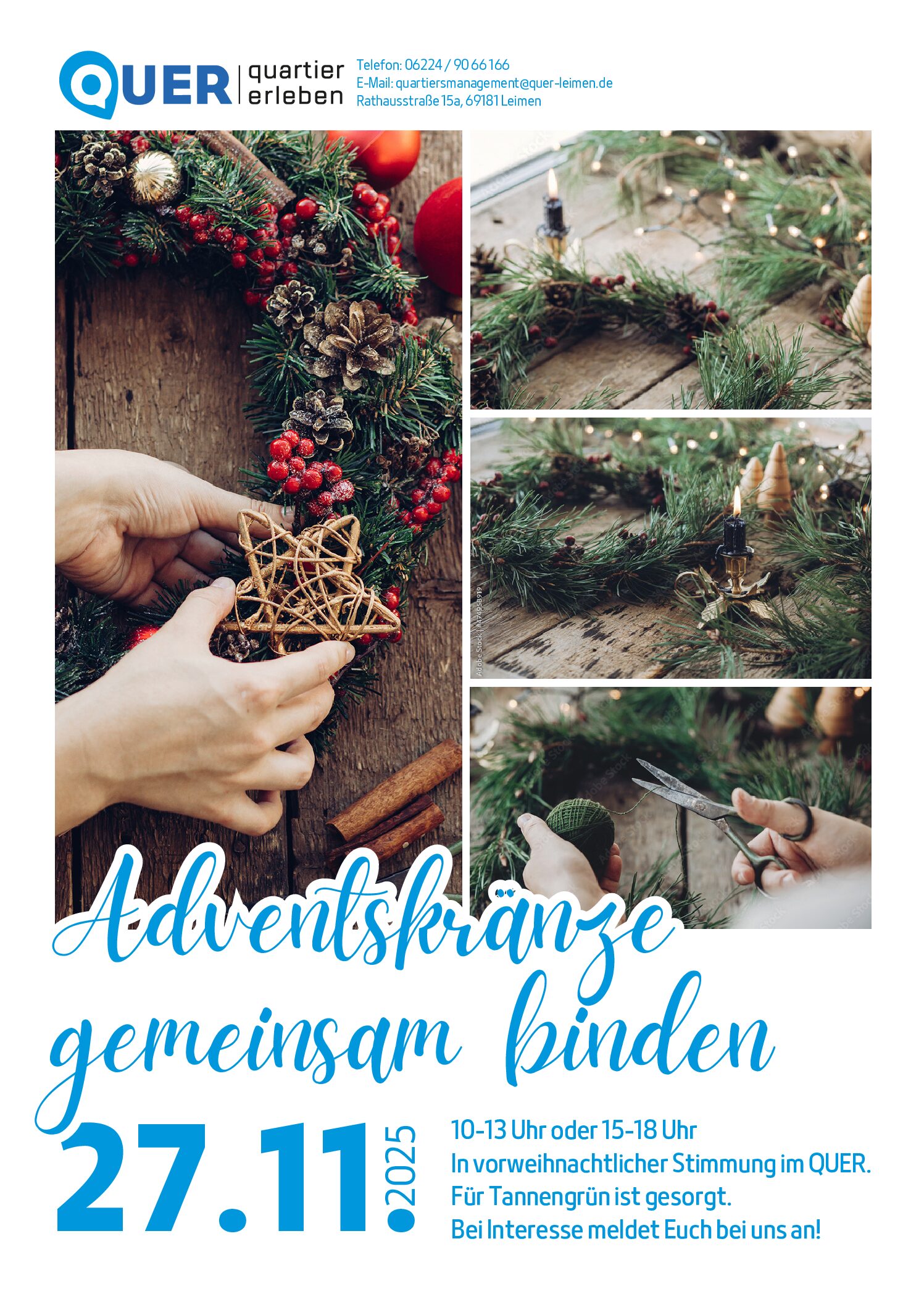 Adventskränze gemeinsam binden