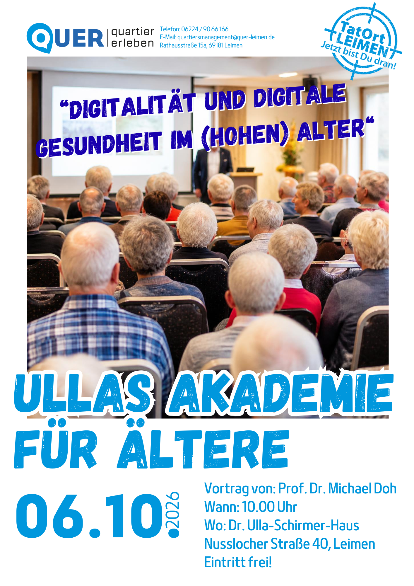 Veranstaltungsankündigung für Ullas Akademie für Ältere